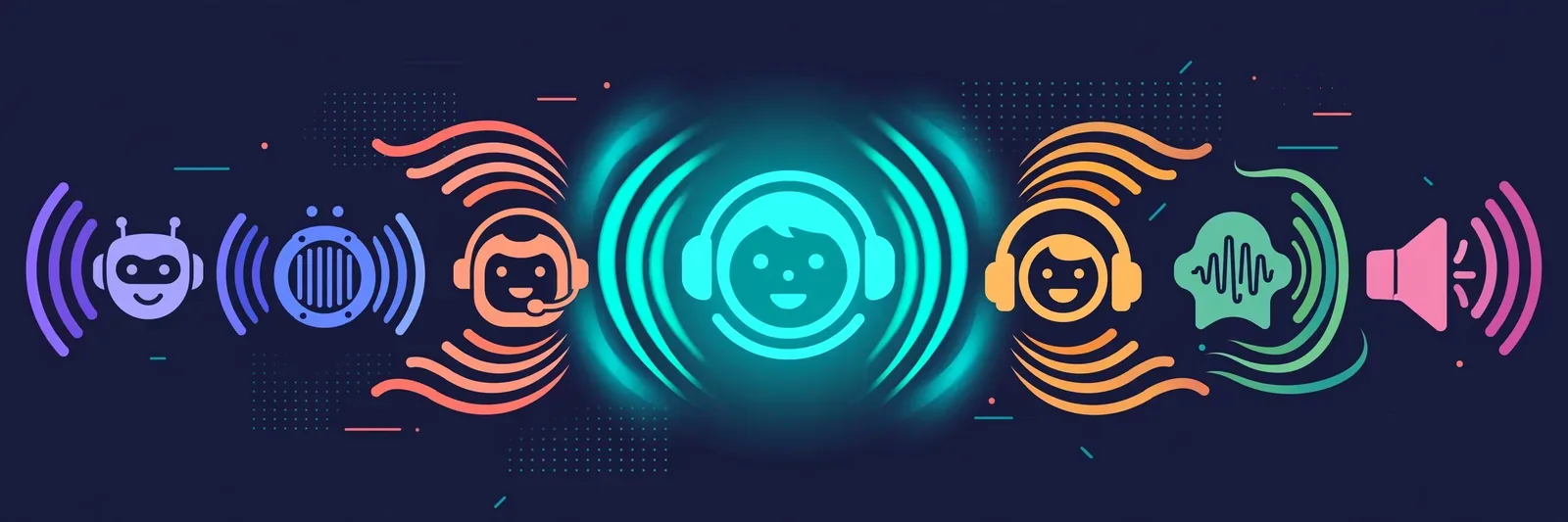 Best AI voices of 2026 - a lineup of diverse neural voice avatars with unique sound waves